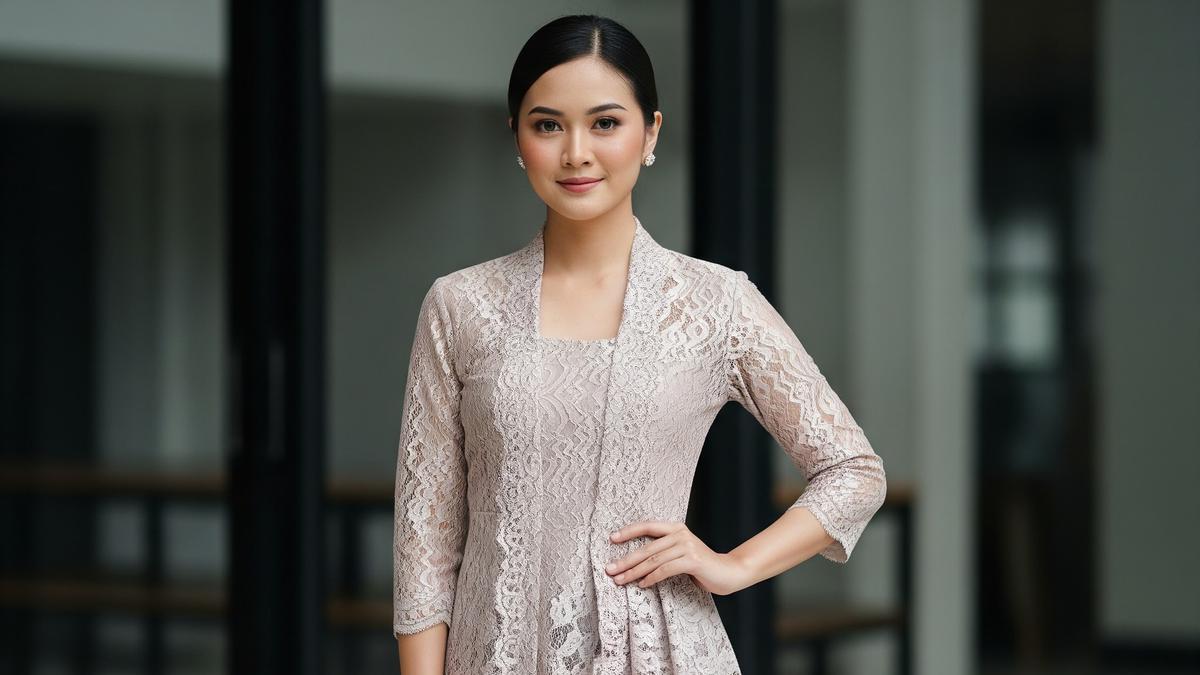 9 Model Kebaya Brokat Kombinasi Satin Modern, Tampil Elegan Setiap Acara