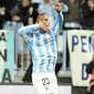 Selebrasi gol striker Malaga Salomon Rondon ke gawang Espanyol dalam lanjutan La Liga di La Romareda, Minggu, 30 Oktober 2011. Malaga unggul 2-1.