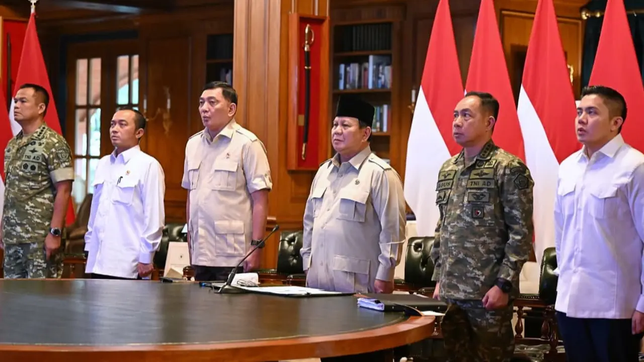 Presiden Prabowo Subianto saat meresmikan 218 jembatan secara virtual.