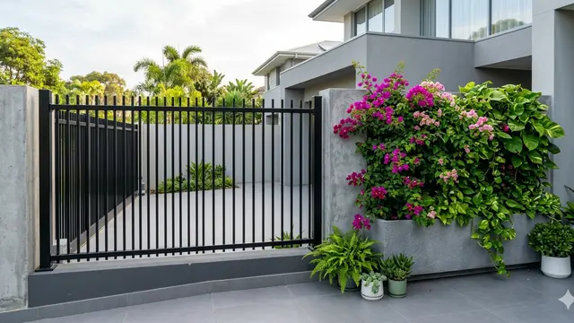 Ide Pagar Rumah Modern dengan Tanaman Rambat yang Tetap Sulit Dipanjat. Gemini