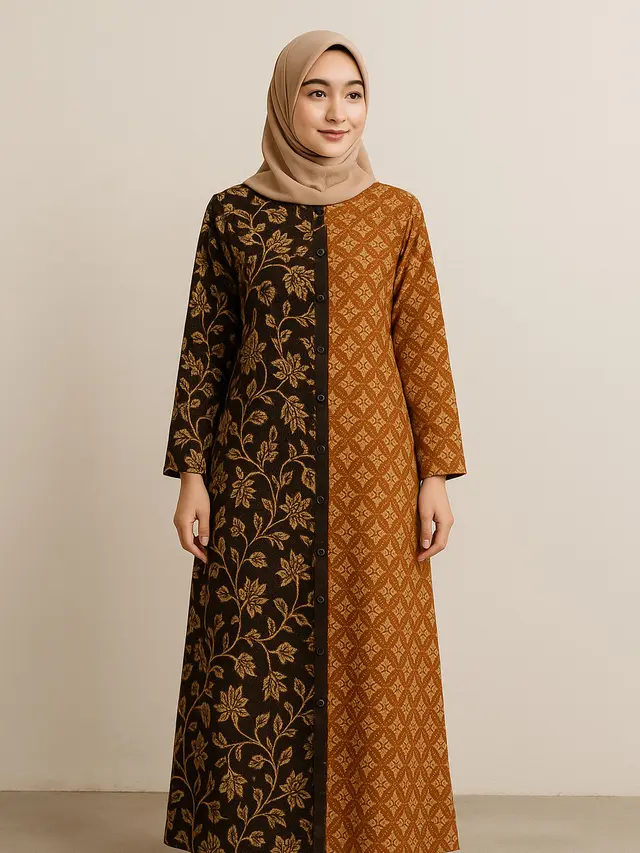 Model Gamis Batik Kombinasi Full Kancing Terpopuler 2025