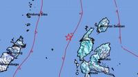 Gempa Magnitudo 5,4 mengguncang Halmahera Barat, Maluku Utara, Jumat malam (8/8/2025), pukul 19.22.13 WIB. (Liputan6.com/ Dok BMKG)