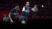 Pebulutangkis ganda campuran Indonesia, Praveen Jordan/Melati Daeva Oktavianti bertanding melawan pebulutangkis ganda campuran China, Feng Yan Zhe/Huang Dong Ping saat laga 32 besar Indonesia Masters 2023 di Istora Senayan, Jakarta, Rabu (25/01/2023). Praveen Jordan/Melati Daeva Oktavianti kalah dua game langsung 17-21, 13-21. (Bola.com/Bagaskara Lazuardi)