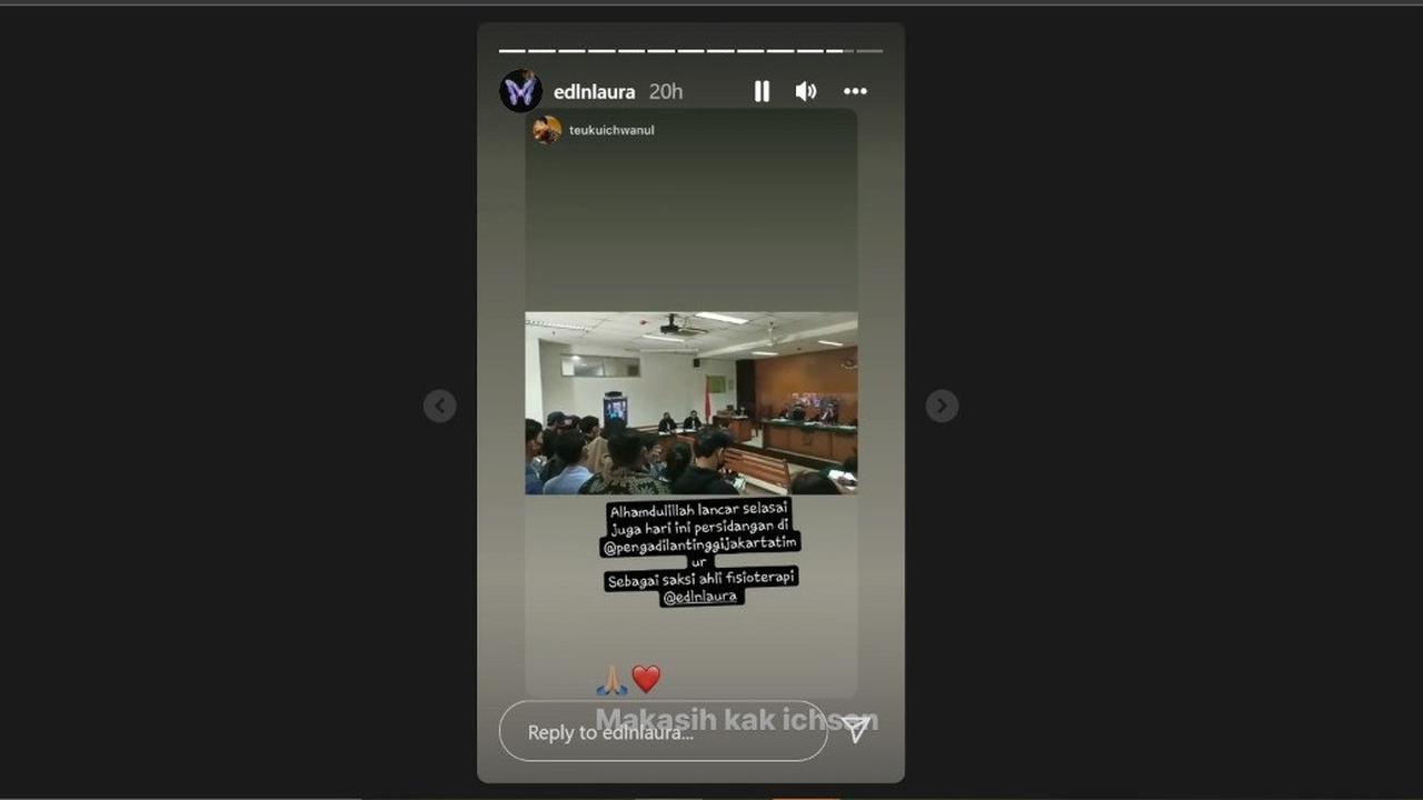 Unggahan terakhir Instagram Story Edelenyi Laura Anna sebelum meninggal dunia.