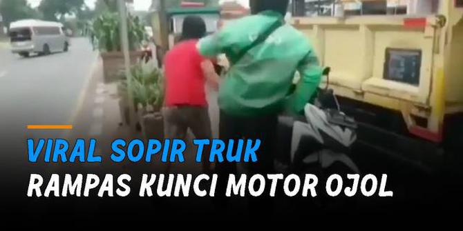 VIDEO: Viral Sopir Truk Rampas Kunci Motor Ojol, Tak Terima Temannya Ditegur