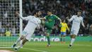 Francisco Roman "Isco" akhirnya membobol gawang Las Palmas pada menit ke-74 dalam laga  La Liga Santander di Santiago Bernabeu stadium, Madrid, (5/11/2017). Real Madrid menang 3-0. (AP/Francisco Seco)
