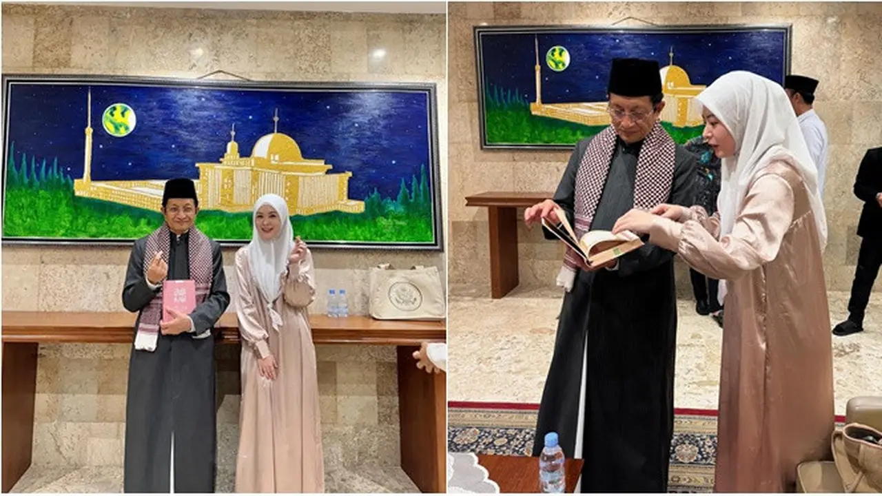 6 Potret Ayana Moon di Masjid Istiqlal, Serahkan Al-Qur'an Kepada Menteri Agama