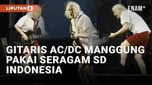 VIDEO: Nyeleneh, Gitaris ACDC Angus Young Manggung Pakai Kostum Ala Seragam SD Indonesia
