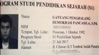 Foto data diri yang menyertakan nama Ganyang Penghalang Demokrasi Pancasila. (Solopos.com/Youtube)