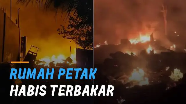 Diperkirakan 35 petak rumah semi permanen habis terbakar di lokasi kejadian.