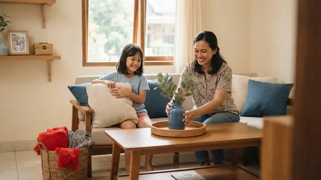 Cara membuat rumah terlihat mahal dengan budget kecil dan cocok untuk isi waktu luang saat weekend bersama anak model atur warna dari barang yang sudah ada