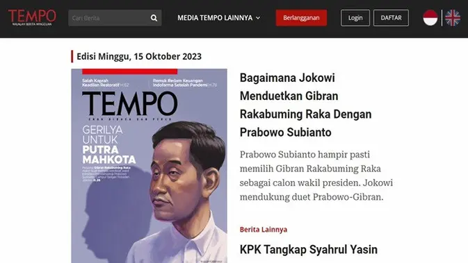 <p>Gambar tangkapan layar artikel dari situs tempo.co.</p>