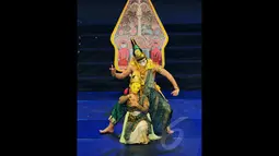 Cerita Ramayana yang dikemas dalam pertunjukan wayang orang tersebut mengandung filosofi tentang perjuangan hidup, Jakarta, Jumat (7/11/2014)(Liputan6.com/Andrian M Tunay)