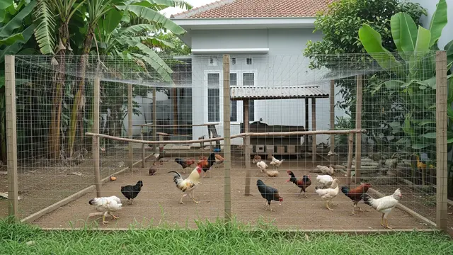 Umbaran Ayam Dengan Pagar Jaring