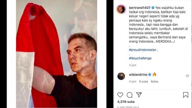 Rayakan HUT ke-76 RI, Bertrand Antolin Mengaku Sering Tidak Dipercaya sebagai Orang Indonesia. (instagram.com/bertrand1407)
