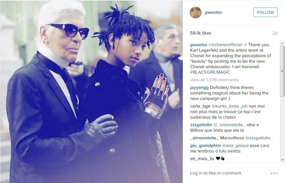 Willow Smith dan Karl Lagerfeld (via instagram.com/gweelos/)