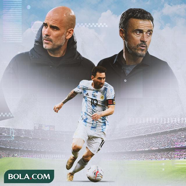 Ilustrasi - Pep Guardiola, Lionel Messi, Luis Enrique