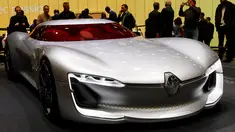 Renault memamerkan mobil konsep terbarunya bernama Renault Trezor saat Paris Auto Show 2016 di Paris, Perancis, Jumat (30/9). Paris Auto Show 2016 akan dibuka untuk umum pada 1-16 Oktober 2016. (REUTERS/Jacky Naegelen)