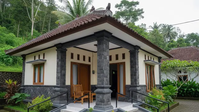 Desain Rumah Mungil Nuansa Batu Alam yang Cocok Buat Pensiunan di Desa
