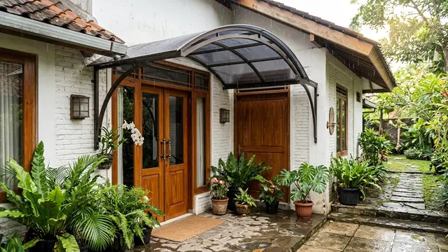Kanopi Model Lengkung untuk Tampilan Pintu yang Lebih Menarik (AI Generated)