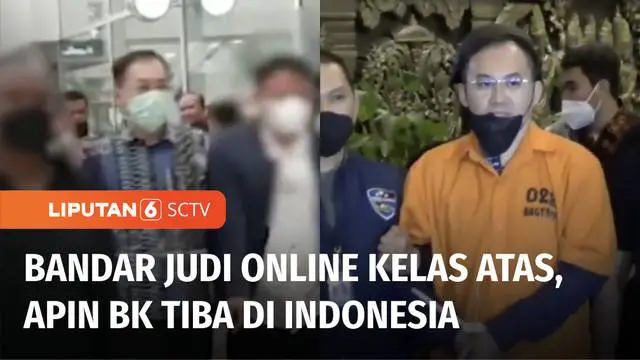 Polri menangkap bandar judi online kelas atas, Apin BK. Apin BK ditangkap polisi di Malaysia pada hari Jumat (14/10). Apin BK merupakan bandar judi online yang namanya masuk dalam bagan konsorsium 303 Sumatera Utara.