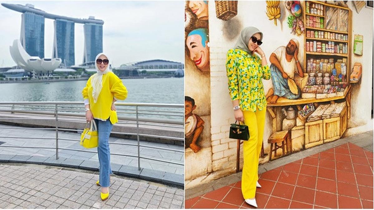 6 Mix and Match Outfit Kuning untuk Hijabers ala Syahrini, Cetar Tanpa Norak
