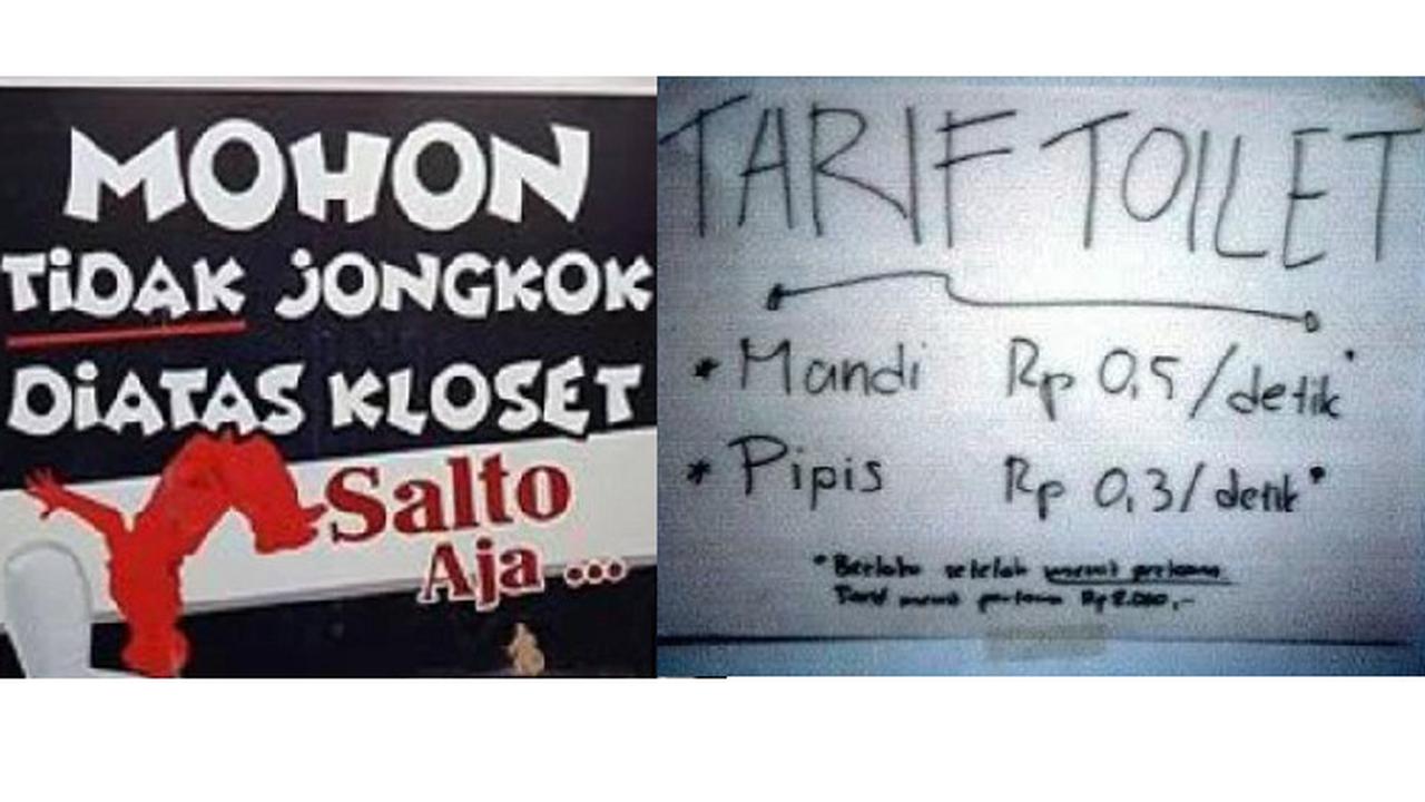 10 Pengumuman Lucu dalam Toilet Ini, Cuma Ada di Indonesia