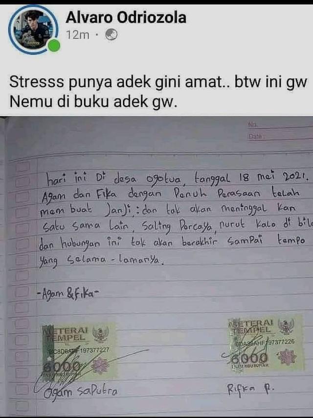 6 Surat Perjanjian Pacaran Ini Bikin Senyum Tipis, Langgar Langsung Putus