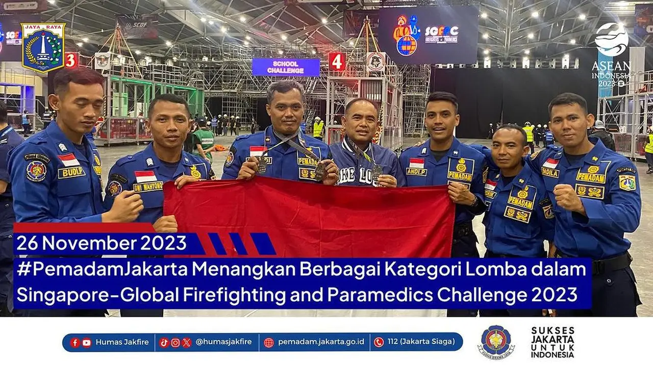 Dinas Penanggulangan Kebakaran dan Penyelamatan (Gulkarmat) Provinsi DKI Jakarta mengikuti ajang Singapore-Global Firefighting and Paramedics Challenge