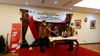 Prosesi Tanda Tangan Kontrak Memorandum of Understanding (MoU) oleh pemerintah Indonesia dan Korea Selatan, Jum'at (16/9/2022).
