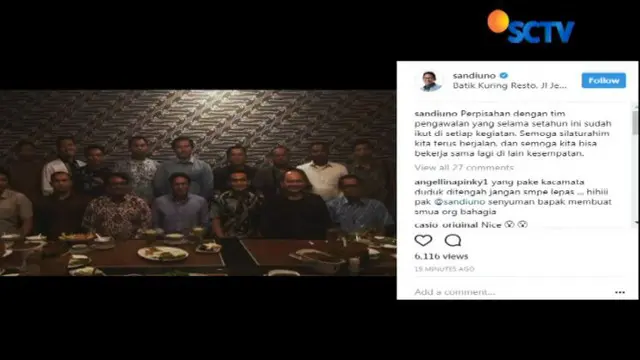 Jelang Dilantik, Sandiaga Bikin Video Perpisahan dengan Pengawalnya