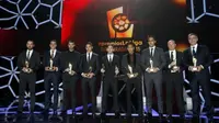 Para Pemain La Liga Spanyol saat meraih penghargaan  LFP (Spanish Professional League) 2014-2015 di Barcelona, Selasa (1/12/2015) dini hari WIB. (photo/LaLiga.es)