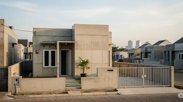Rumah Batako Tanpa Plester vs Rumah Beton/Ilustrasi gambar AI