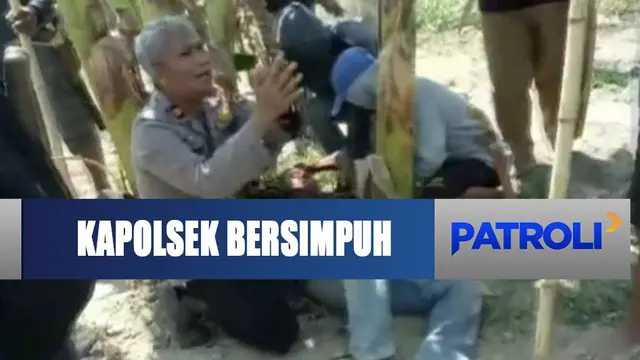 Viral aksi heroik kapolsek selamatkan korban main hakim sendiri di Pinrang, Sulawesi Selatan dengan cara bersimpuh.