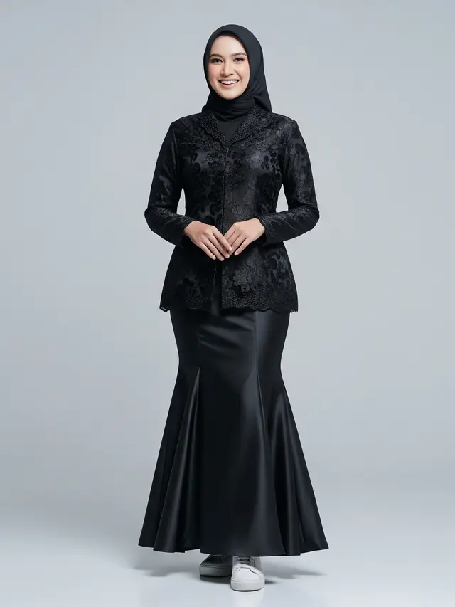 Model Gamis Hitam Kombinasi Brokat dan Satin/Ilustrasi ChatGPT