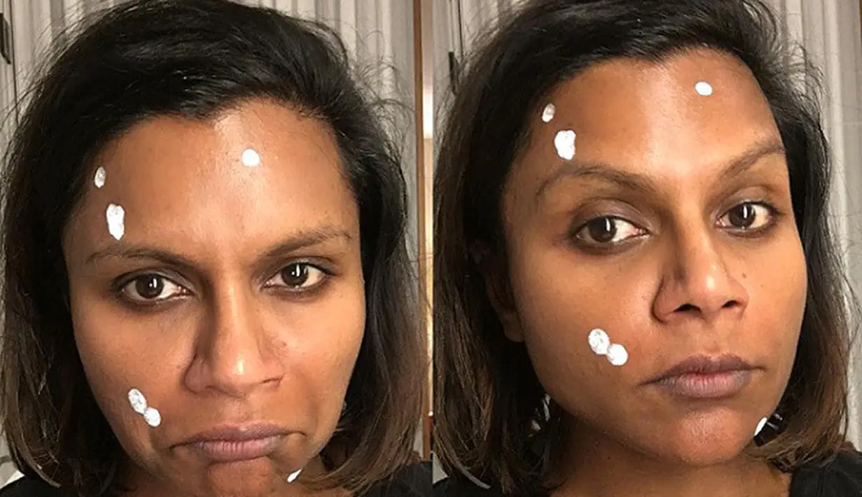 Mindy Kaling pun tak merasa sungkan untuk membagikan wajahnya yang jerawatan pada penggemar. (instagram/HollywoodLife)