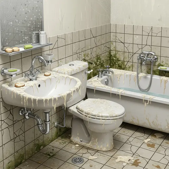 Kamar mandi penuh kerak (Image by Gemini AI)