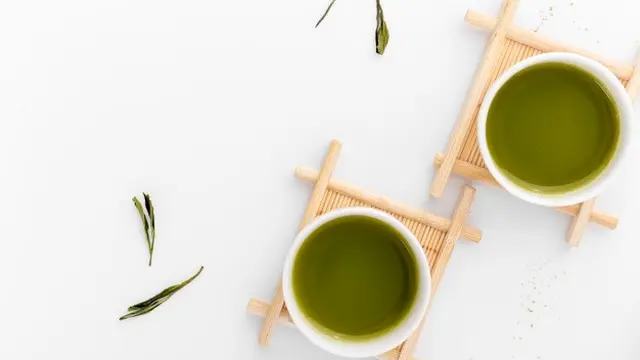 Ilustrasi teh tarik green tea