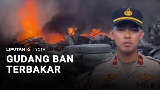 Sebuah gudang pembuatan ban vulkanisir terbakar. Kepulan asap pekat hitam membuat warga sekitar panik.