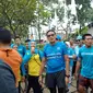 Wakil Gubernur DKI Jakarta Sandiaga Uno mengikuti acara lari pagi bersama warga Pulo Kambing (Liputan6.com/Lady Nuzulul Barkah)