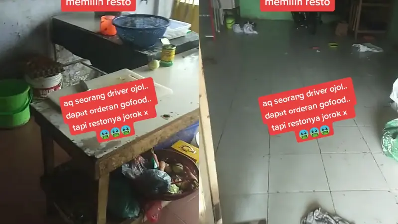 Pengendara ojol merekam kondisi tempat makan yang memprihatinkan dan kotor