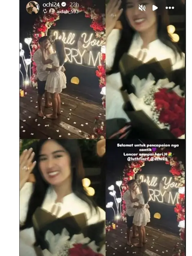 6 Potret Romantis Ochi Rosdiana Dilamar Kekasih, Pamer Cincin di Jari Manis
