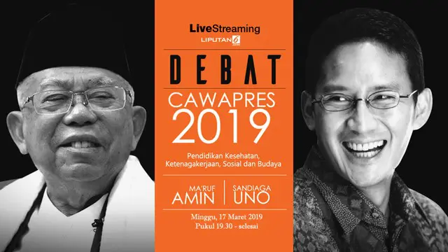 Debat Cawapres 2019 akan digelar 17 Maret 2019 di Hotel Sultan Jakarta. Saksikan live streaming Debat Cawapres 2019 hanya di Liputan6.com