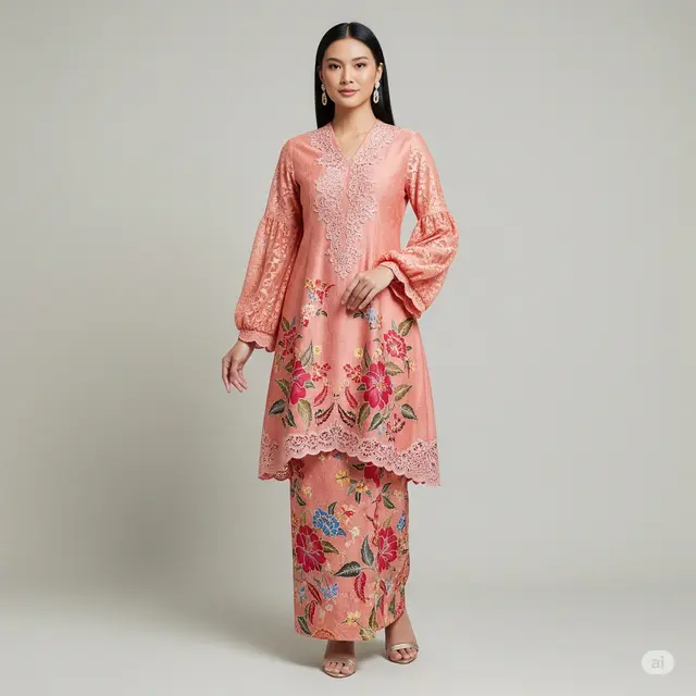 Inspirasi Batik Brokat Modern Lengan Panjang