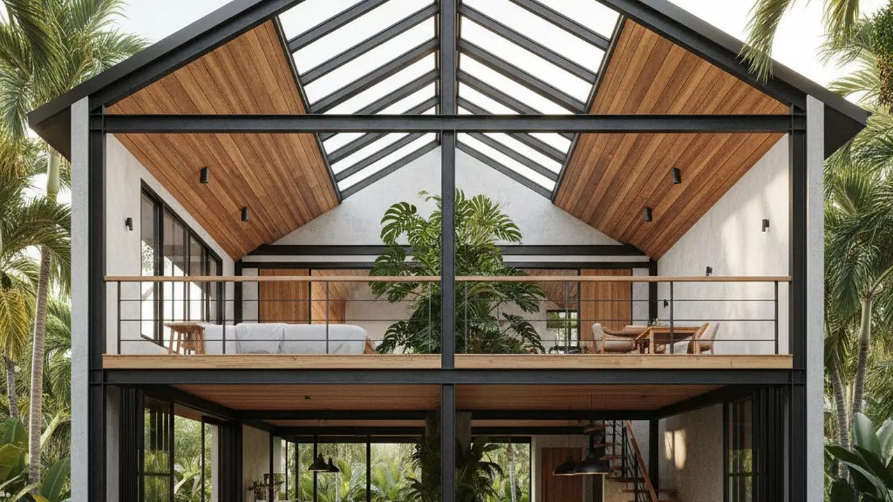 Rumah Mezzanine dengan Konsep Industrial Modern. Gemini