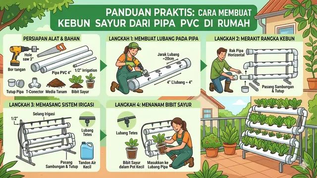 Cara Membuat Kebun Sayur dari Pipa PVC di Rumah