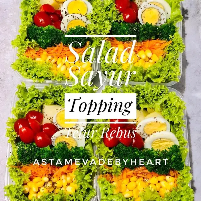 Salad Sayur Topping Telur Rebus.