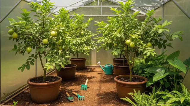 Greenhouse Mini dengan Pohon Jambu Biji Kerdil