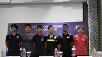 Peserta Kualifikasi Piala Asia U-16 di Stadion Wibawa Mukti Cikarang pada sesi konfrensi pers (Liputan6.com/Risa Rahayu)