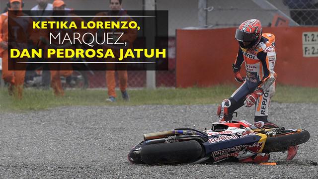 Berita video insiden para pebalap andalan macam Jorge Lorenzo, Marc Marquez, Dani Pedrosa, dan Andrea Dovizioso terjatuh di MotoGp Argentina